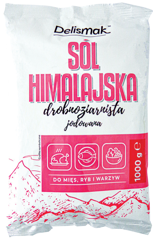 Sól himalajska róż. drobnoziar. jod. Delismak 1kg widok 1