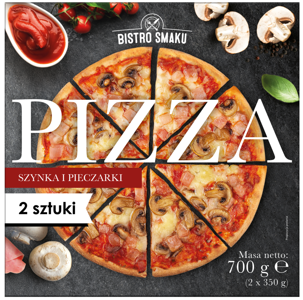Zdjęcie produktu - Pizza z szynką i pieczarkami Bistro Smaku 2x350g