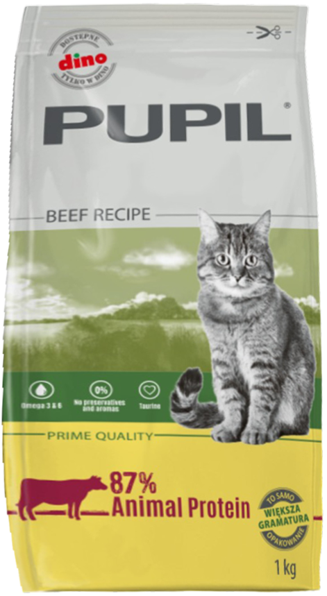 Karma dla kota sucha z wołowiną Pupil 1kg widok 1