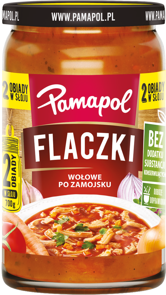 Flaki wołowe po zamojsku Pamapol 700g widok główny