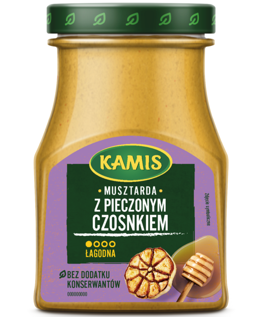 Musztarda z pieczonym czosnkiem i miod. Kamis 185g widok 1