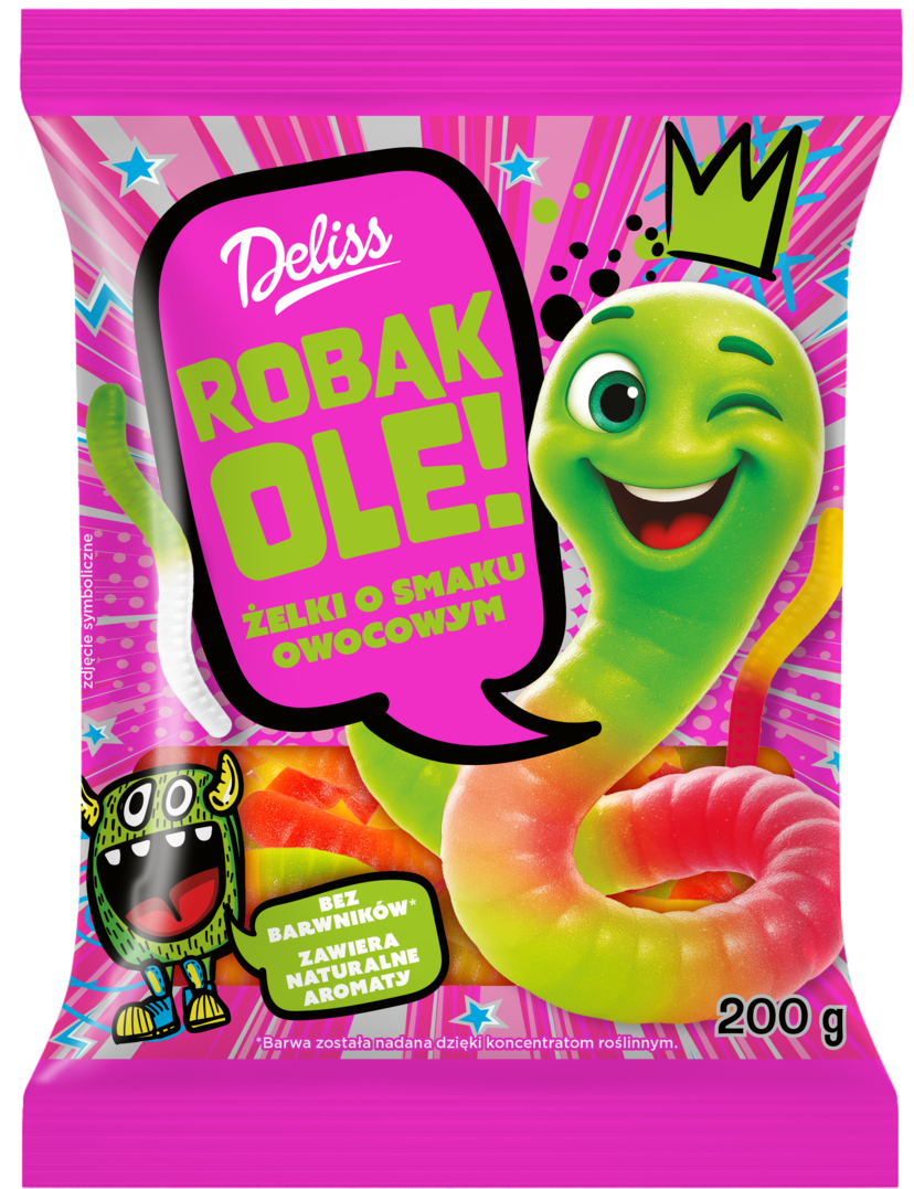 Żelki dżdżownice Deliss 200g widok główny 