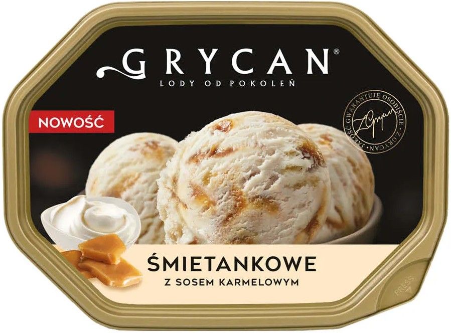 Lody Grycan śmietankowe z sosem karmelowym 0,9l widok główny