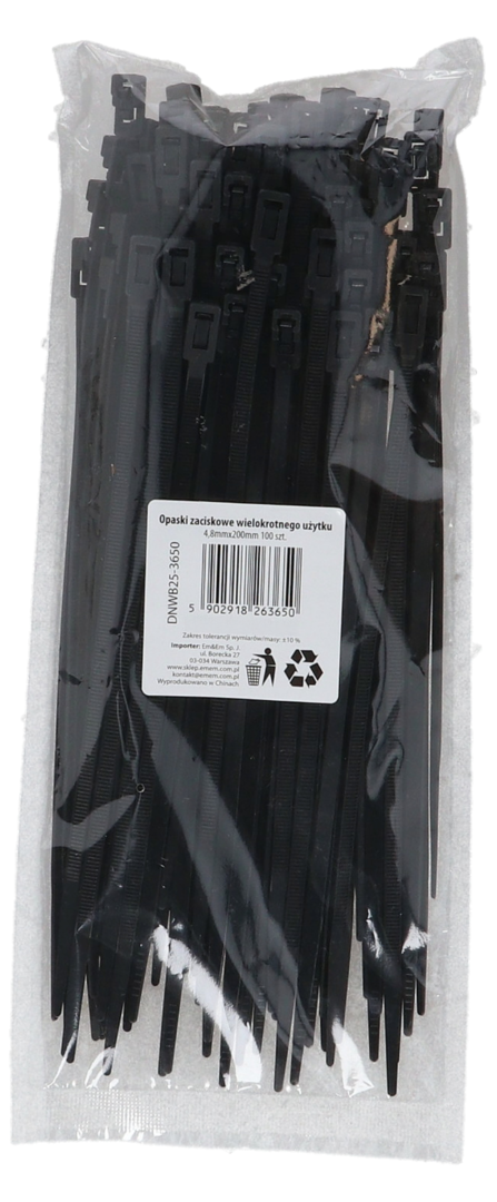 Opaski zaciskowe wielokro. użytku 4,8x200mm 100szt widok główny 