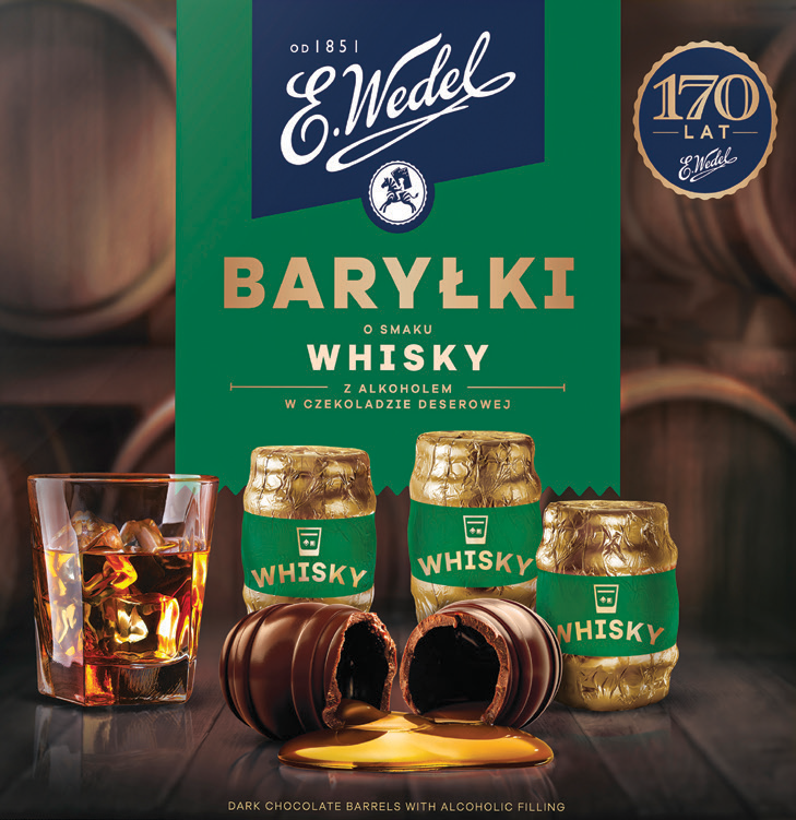 Bombonierka Baryłki whisky Wedel 200g widok główny