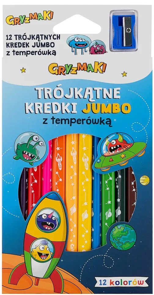 Kredki trójkątne Jumbo 12kol+Temp. Gryzmaki Sz25 widok 1