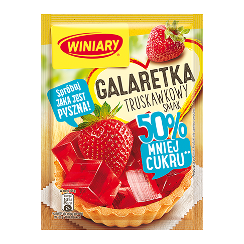 Galaretka truskawkowa 50% mniej cukru Winiary 39g widok 1