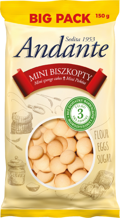 Biszkopty mini Andante 150g widok główny