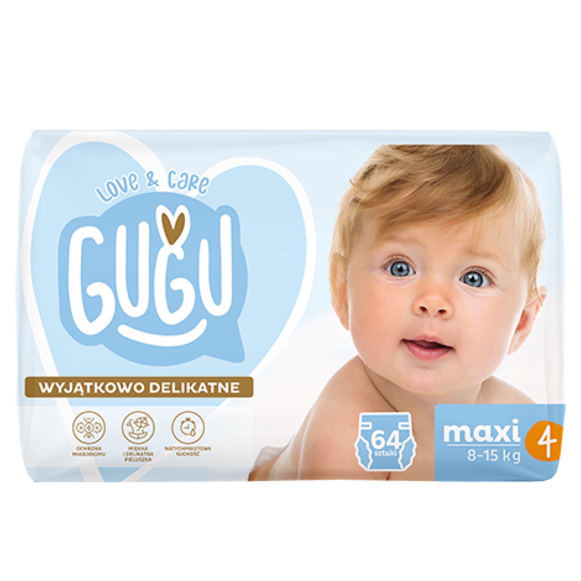 Pieluchy 4 maxi 8-15kg L&C Gugu 64szt widok główny