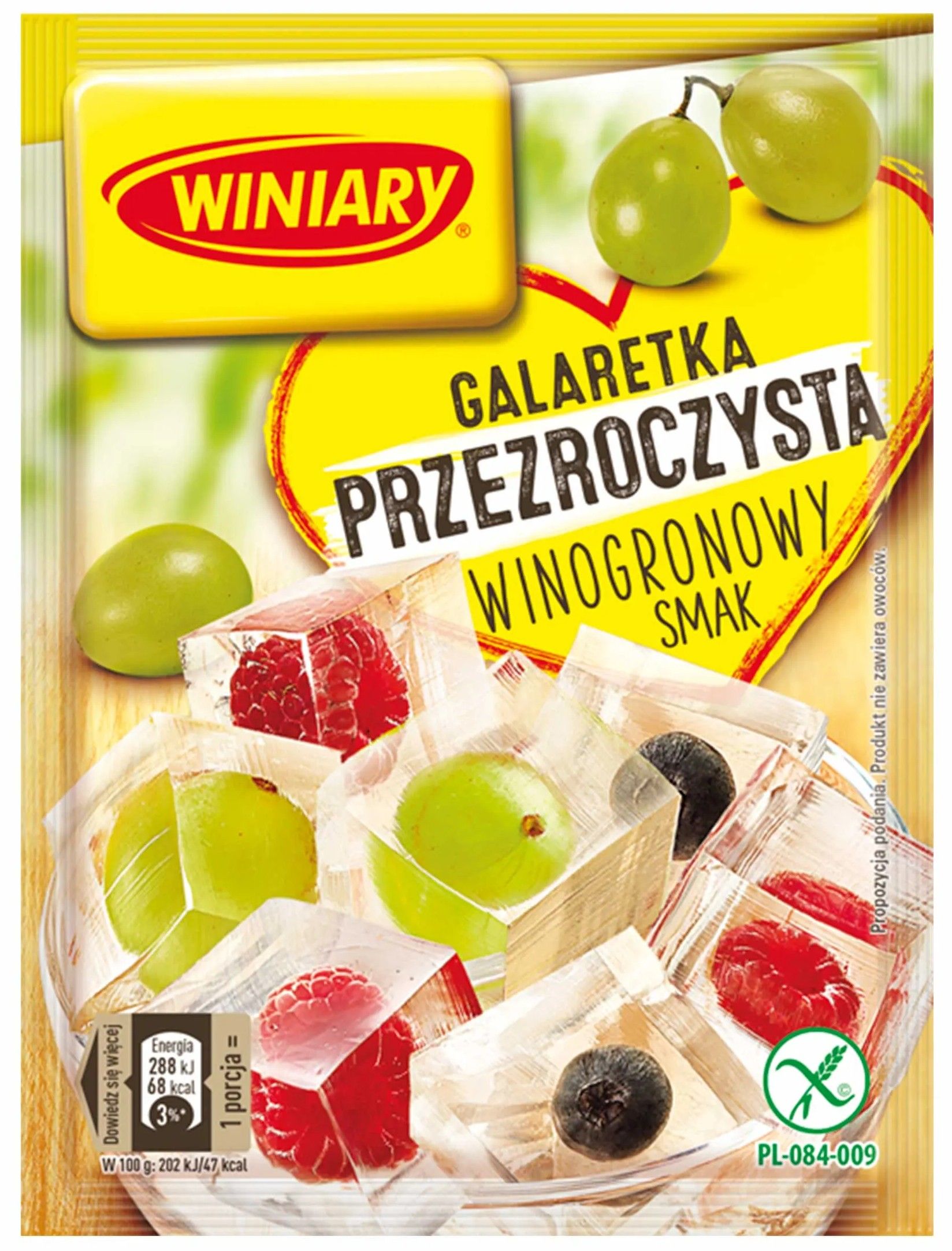 Galaretka winogronowa przezroczysta Winiary 71g widok główny