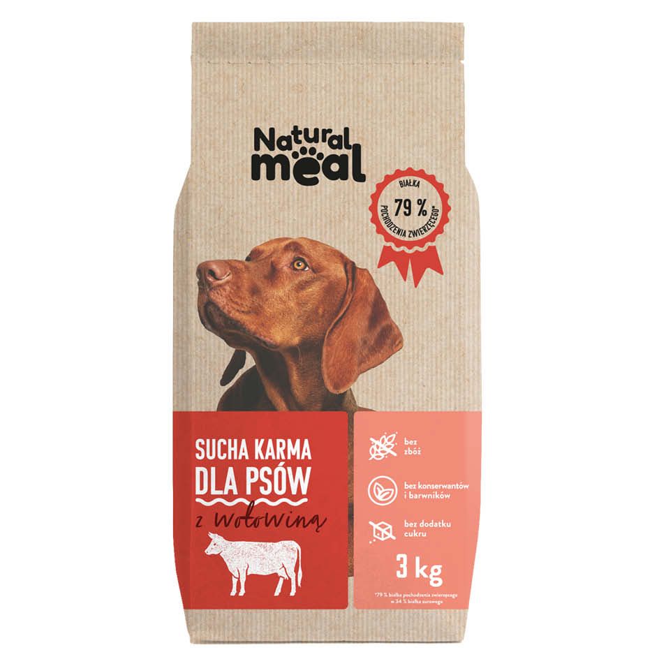 Karma dla psa sucha wołowina Natural Meal 3kg widok 1