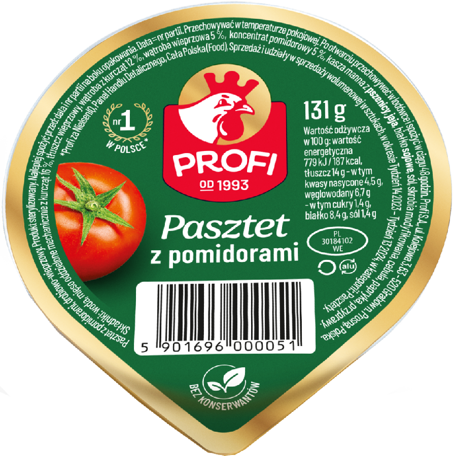 Pasztet drobiowy pomidor Profi 131g widok główny
