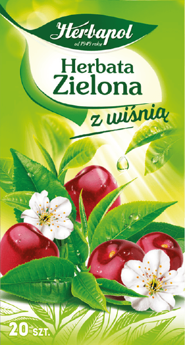 Herbata zielona kwitnąca wiśnia Herbapol 20x1,7g widok główny