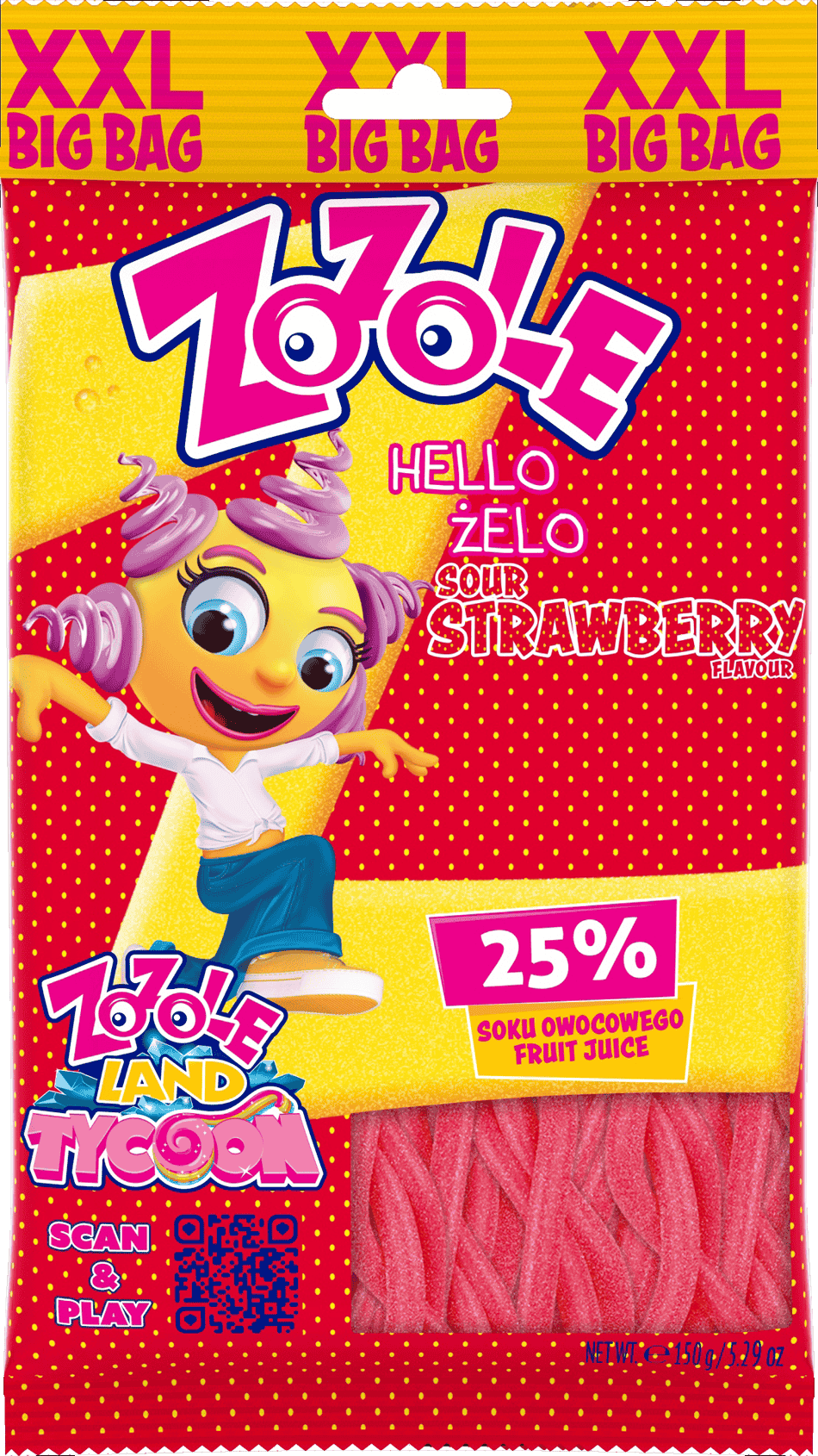 Żelki Zozole Sour Strawberry 150g widok 1