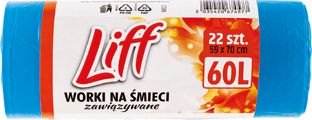 Worki na śmieci niebieskie Liff 60l 22szt widok 1
