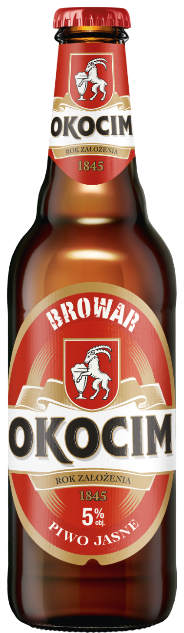 Piwo Okocim jasne retro 0,5l 5% but. zw. widok główny