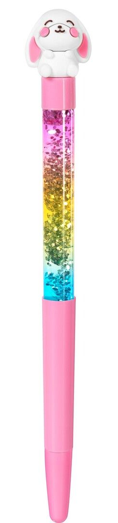 Długopis żelowy z płynnym brokatem z figurką widok 1