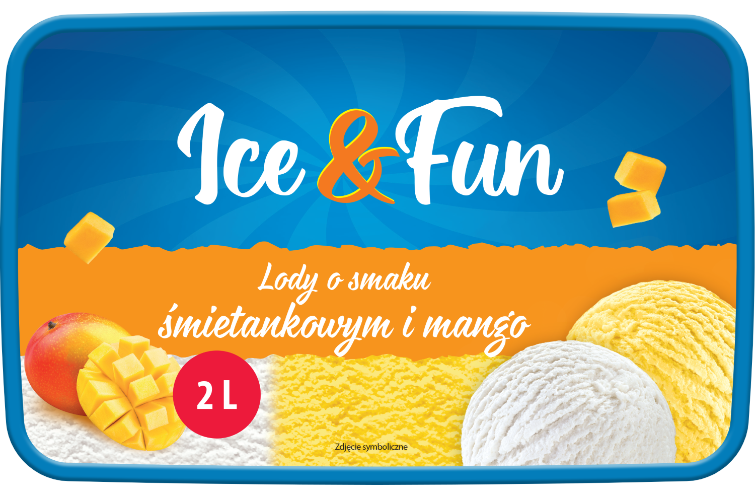 Zdjęcie produktu - Lody o sm. śmietankowym i mango Ice&Fun 2l