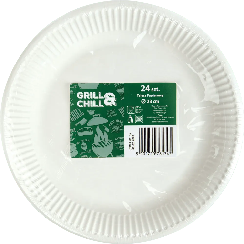 Talerze papierowe Grill&Chill 23cm 24szt widok 1