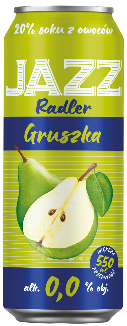 Napój bezalk. Jazz Radler gruszka 0,55l 0% puszka widok główny