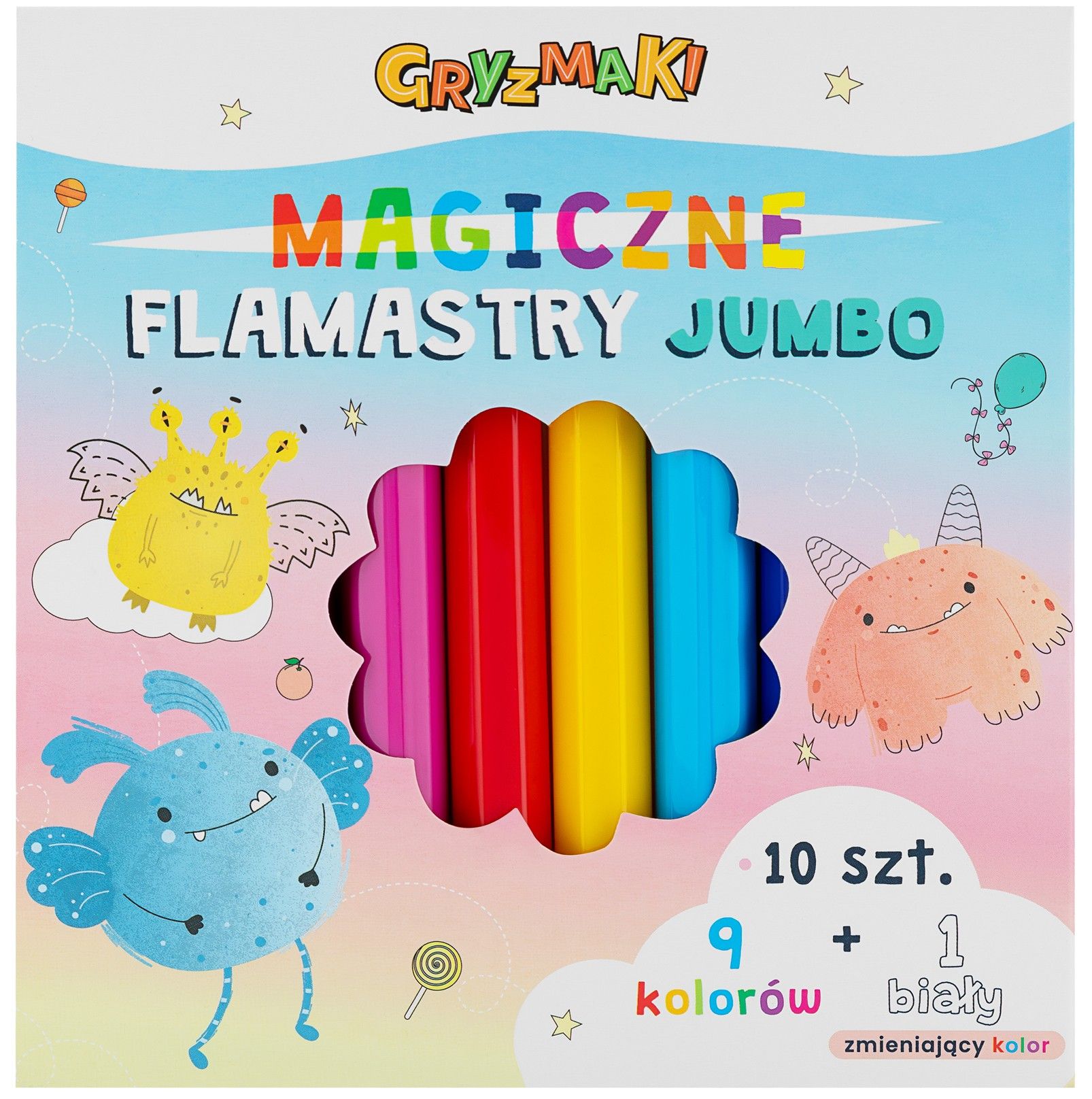 Zdjęcie produktu - Flamastry Magiczne Jumbo Gryzmaki 10kol Sz25