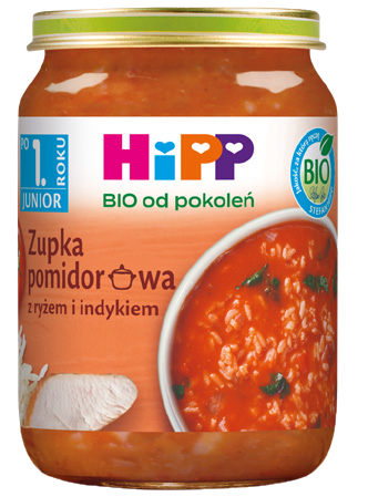 Danie zupka pomidorowa z ryżem i indyk. Hipp 250g widok główny