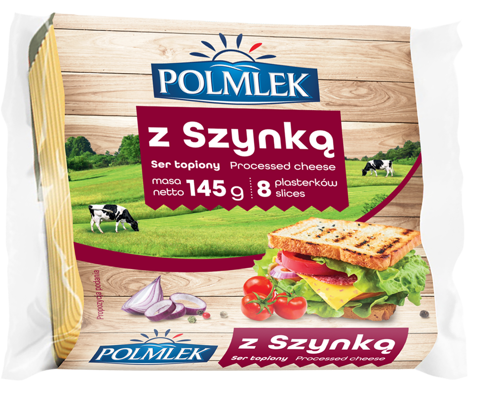 Ser topiony z szynką Polmlek plastry 145g widok 1
