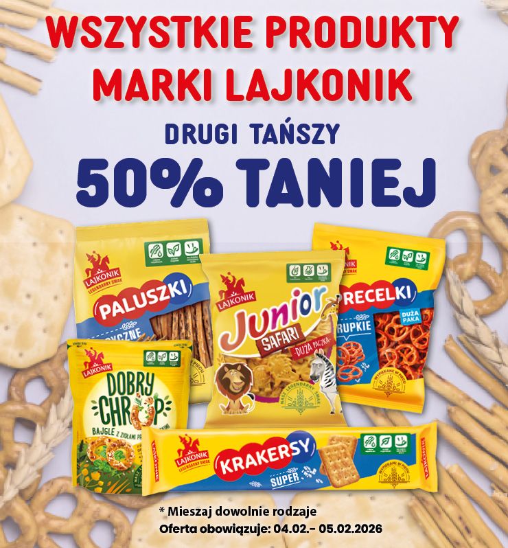 Wszystkie produkty marki lajkonik drugi tańszy 50% taniej!