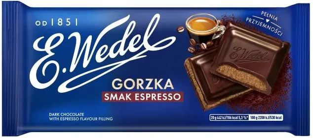 Czekolada gorzka z nadzieniem espresso Wedel 100g widok główny 