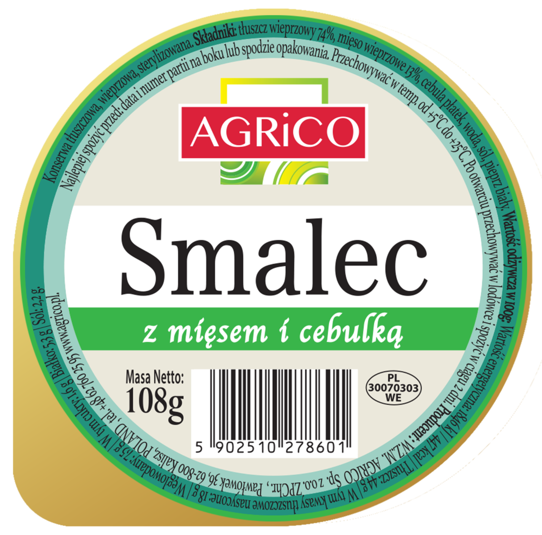 Smalec z mięsem i cebulką Agrico 108g widok 1