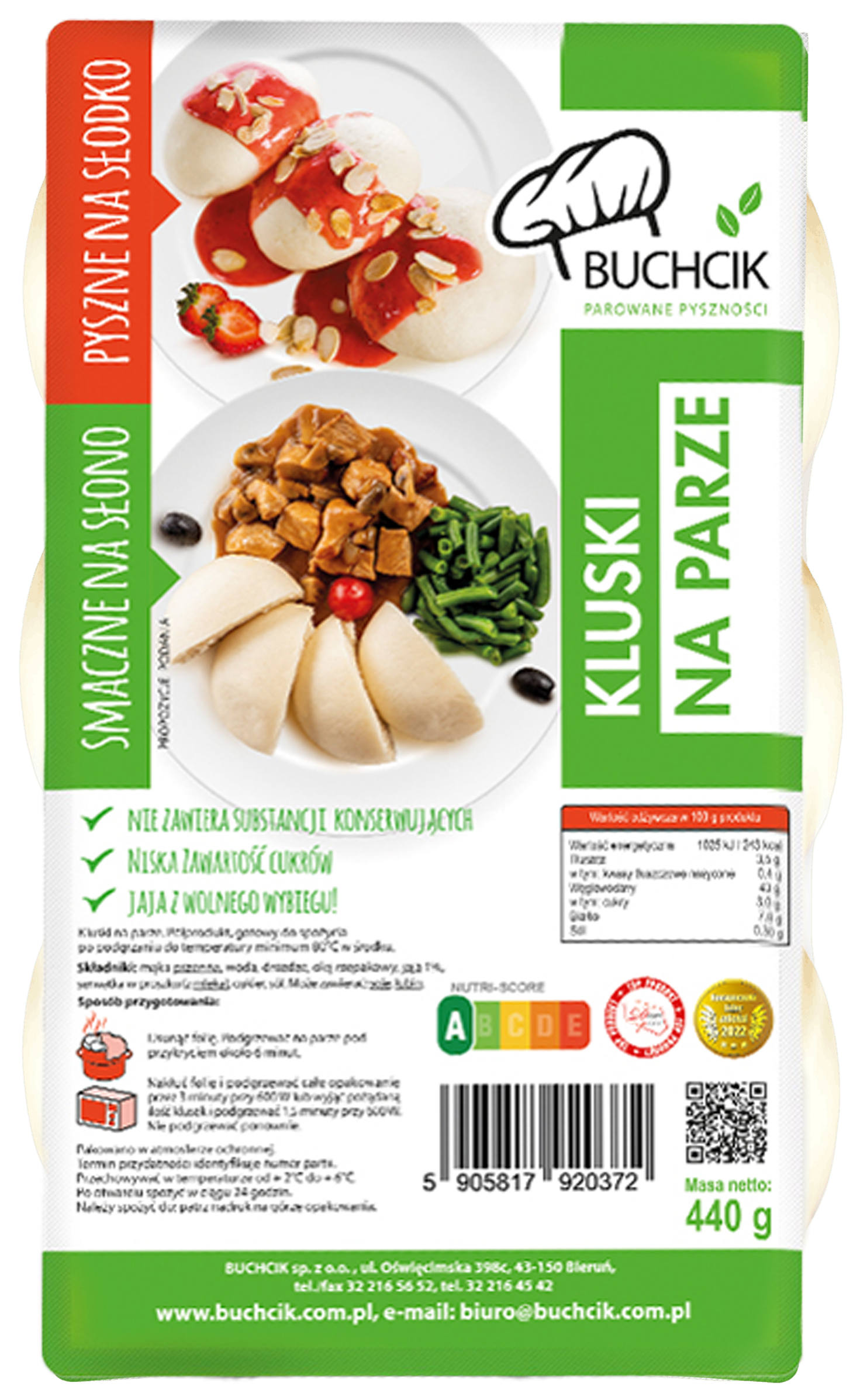 Kluski na parze Buchcik 440g widok główny