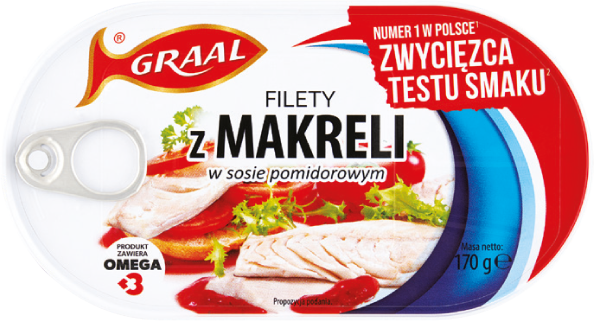 Filety z makreli w sosie pomidorowym Graal 170g widok główny 