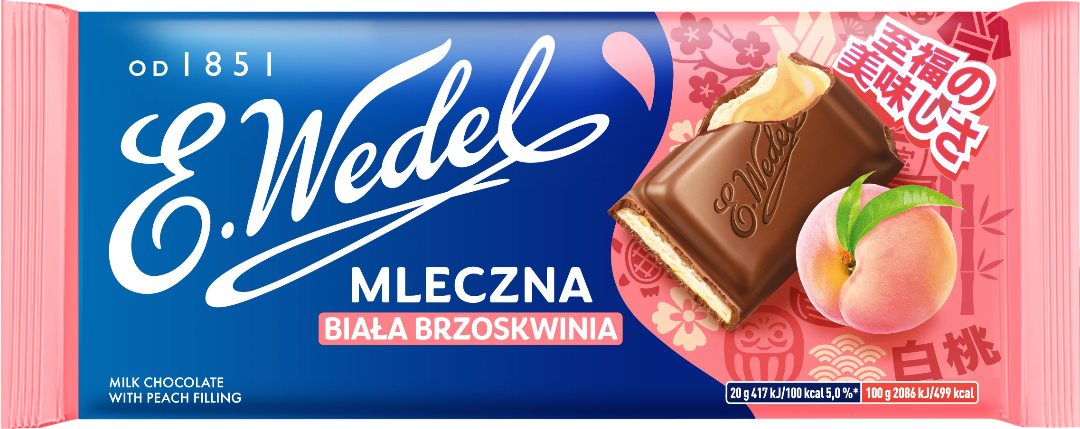Czekolada mleczna biała brzoskwinia Wedel 100g widok 1