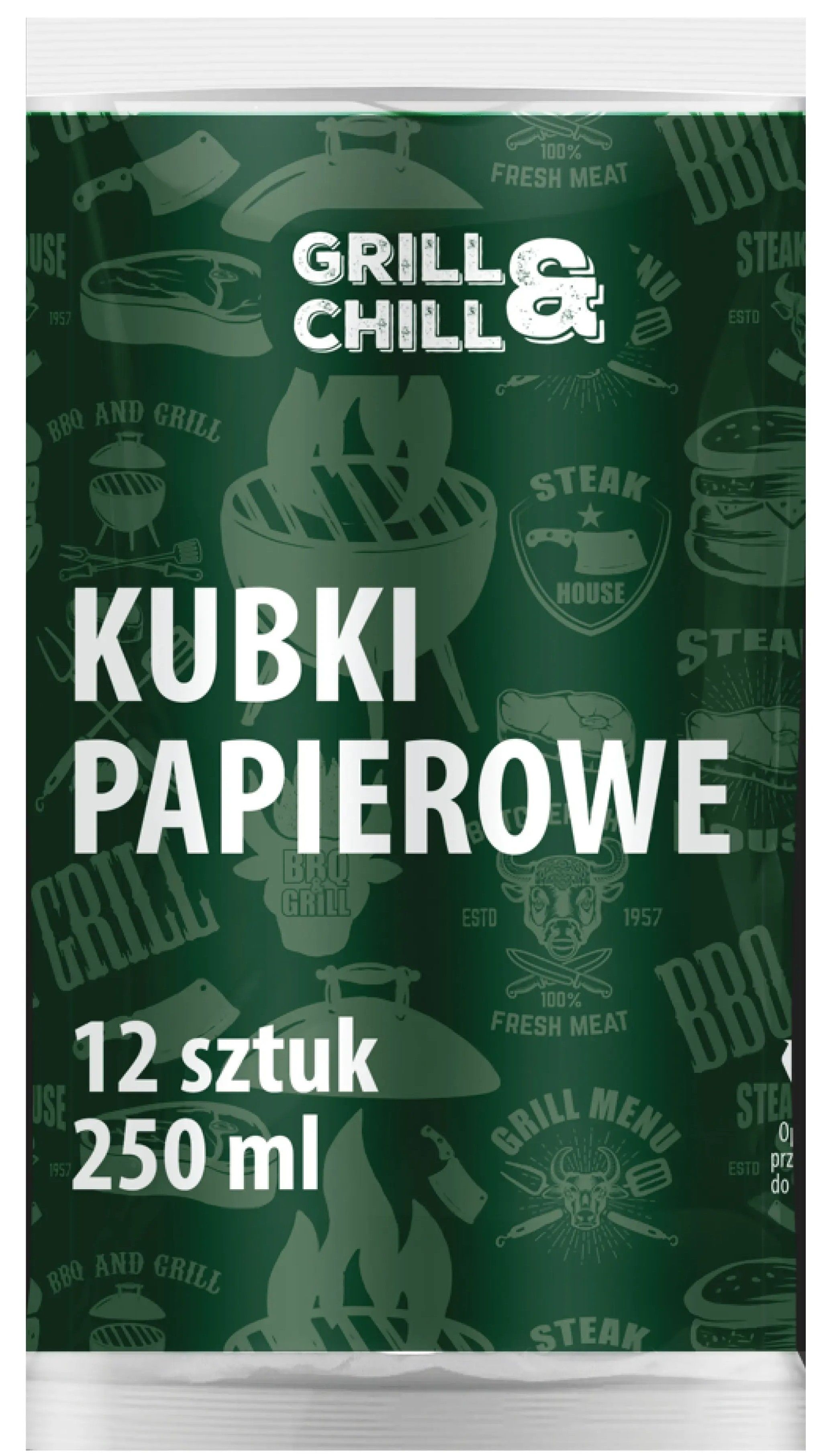 Kubki papierowe jednorazowe Grill&Chill 12x250ml widok 1