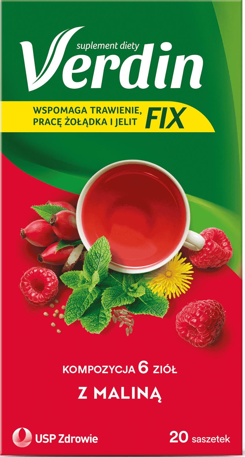Herbatka ziołowa z maliną Verdin Fix 20x2g widok 1