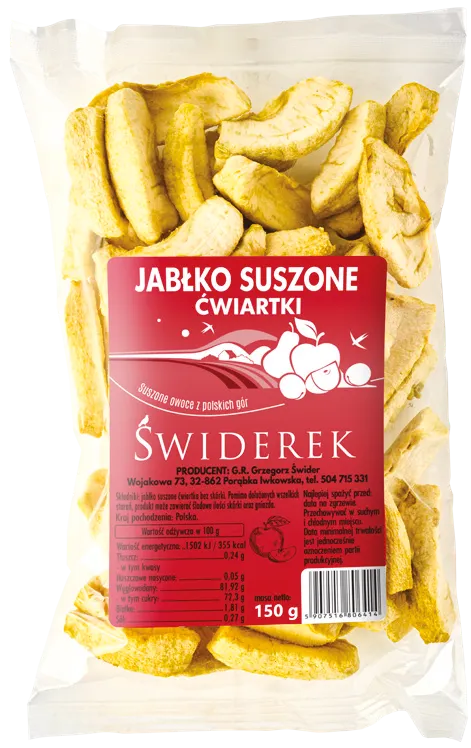 Jabłko suszone ćwiartki widok 1