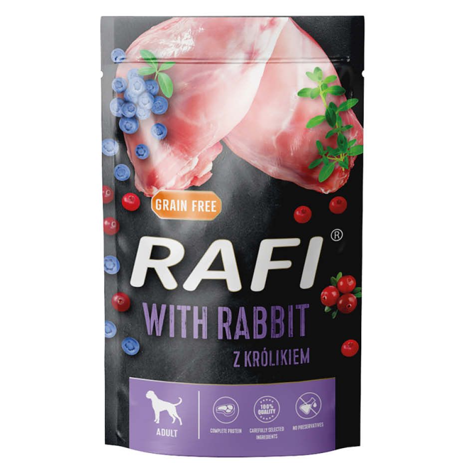 Karma dla psa mokra z królikiem Rafi 500g widok 1