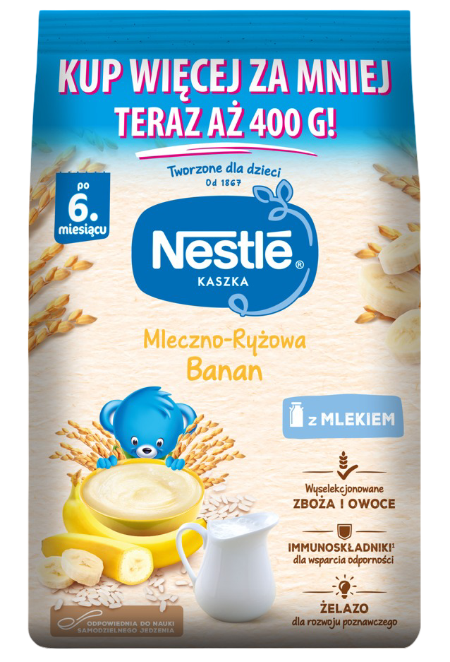Kaszka mleczno-ryżowa banan Nestle 400g widok główny