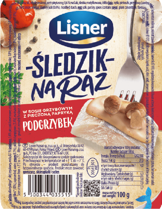 Śledzik na raz podgrzybek z papryką Lisner 100g widok 1