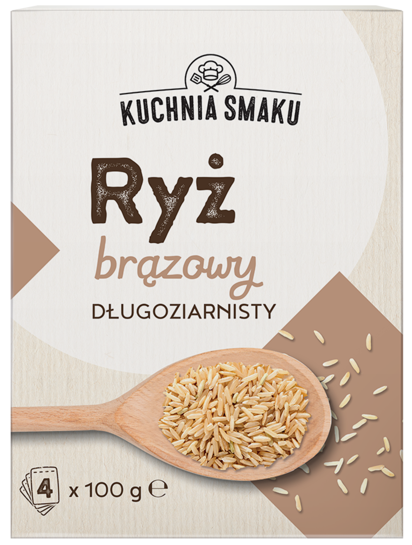 Ryż brązowy długoziarnisty Kuchnia Smaku 4x100g widok główny 