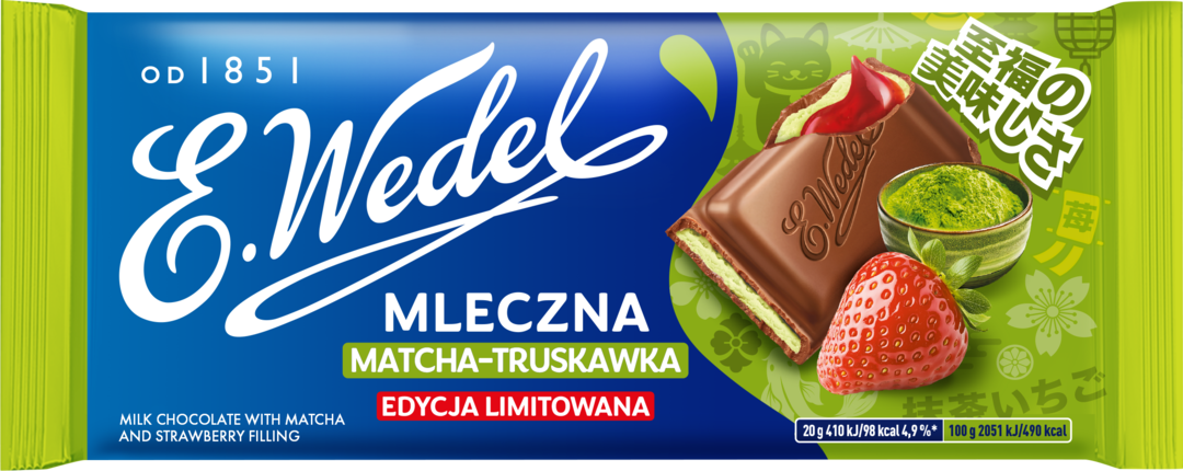 Czekolada mleczna matcha-truskawka Wedel 100g widok 1