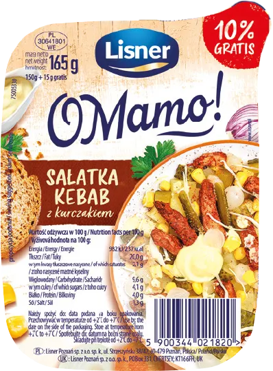 Sałatka kebab z kurczakiem Lisner 150g+10% gratis widok główny
