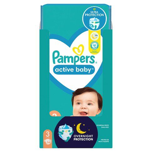 Pieluchy 3 midi 6-10kg active baby Pampers 54szt widok 10
