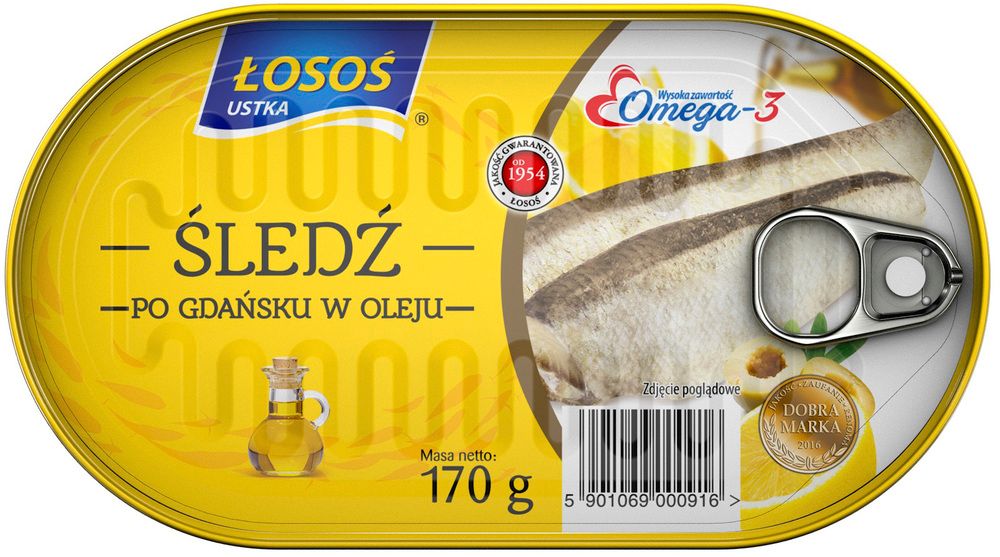 Śledź po gdańsku w oleju Łosoś Ustka 170/102g widok 1