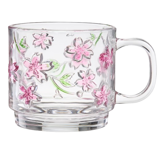 Kubek szklany z uchem kwiaty 400ml widok 1