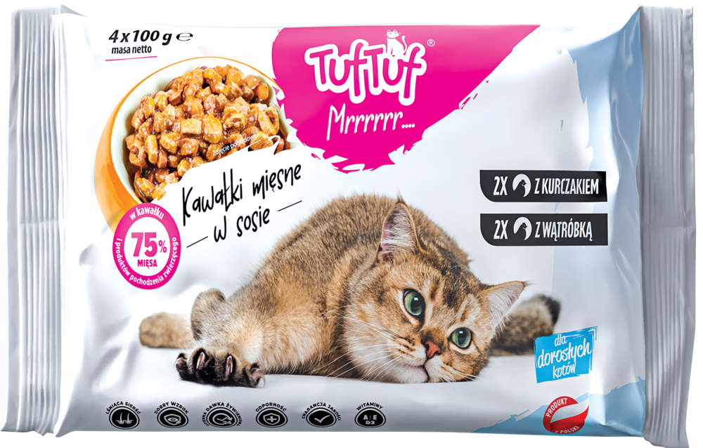 Karma dla kota mokra kurczak/wąt. Tuf Tuf 4x100g widok 1