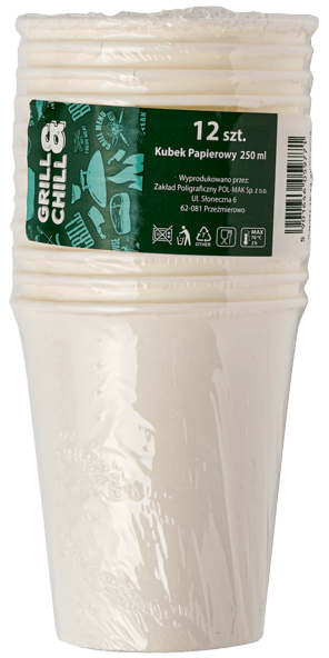 Kubki papierowe jednorazowe Grill&Chill 12x250ml widok główny