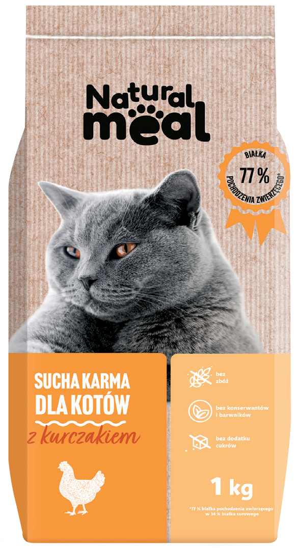 Karma dla kota sucha z kurczakiem Natural Meal 1kg widok główny