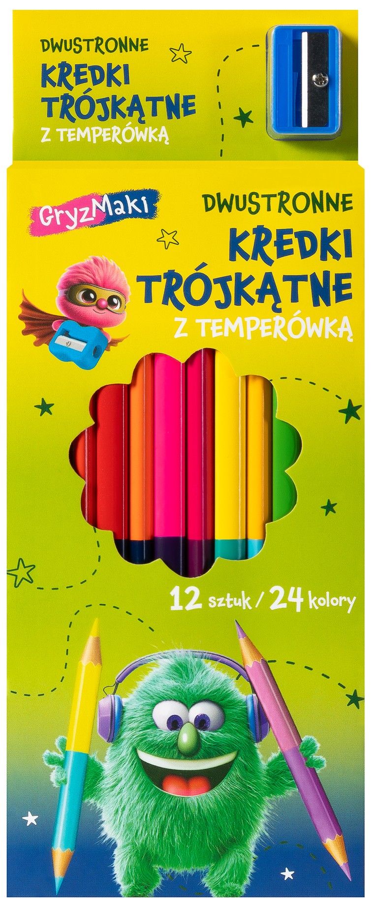 Kredki dwustr stand/past Gryzmaki 12szt 24kol SZ26 widok 1