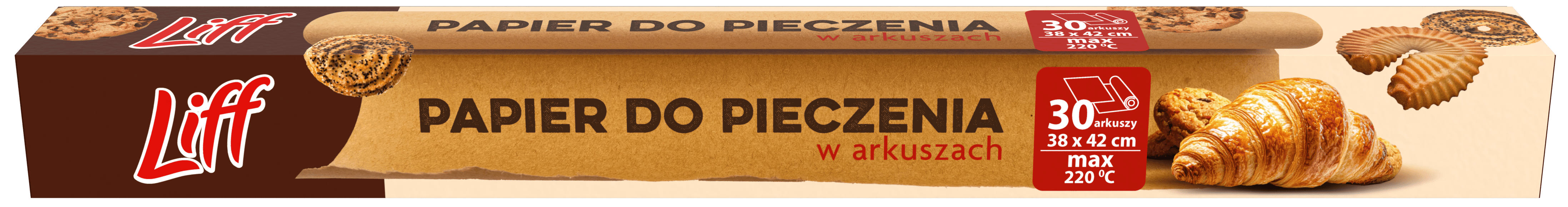 Zdjęcie produktu - Papier do pieczenia w arkuszach Liff 38x42cm 30szt